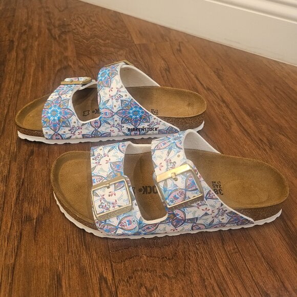 Birkenstock Birko Flor ARIZONA Boho Flowers White BNIB 1015280 ***RARE*** sz 38 - Picture 3 of 8